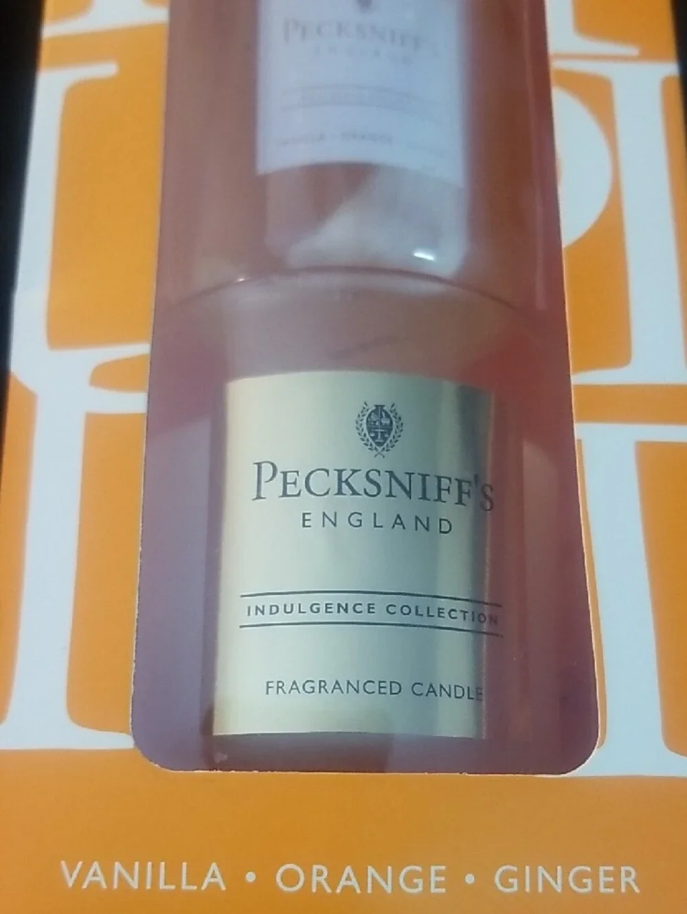 Pecksniff's Vanilla Orange Ginger Fragranced Candle Set - Orange Packaging